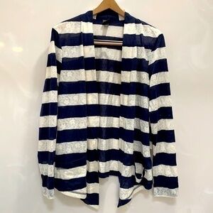 Lace Stripe Open Cardigan